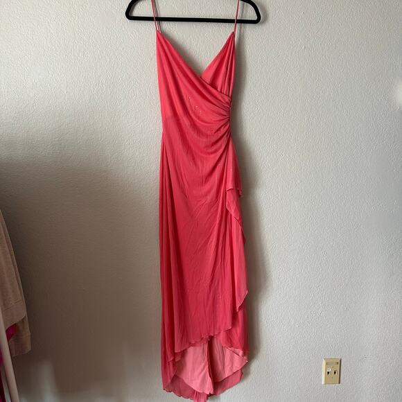 Y2k Rampage Pink Sparkly Midi Dress Coral Size Medium - Picture 1 of 8